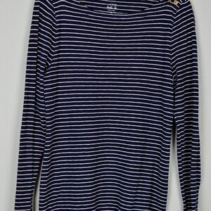 J Crew Painter Tee XL Size Striped Black Blue Full Sleeves Boat Neck